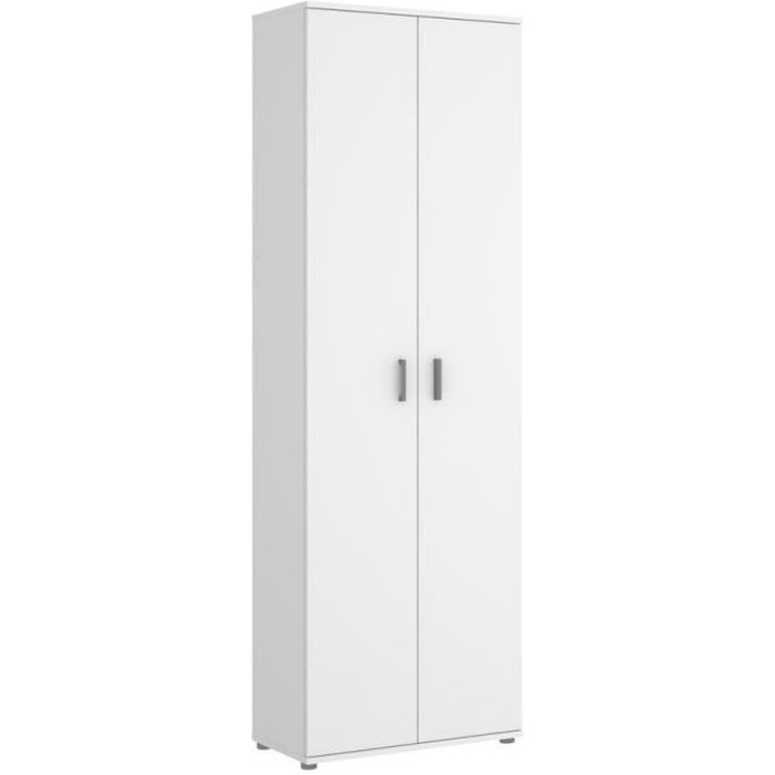 Armoire de rangement 2 portes coloris blanc -Longueur 61 x Profondeur 35 x Hauteur 190 cm Armoire de rangement 2 portes coloris blanc -Longueur 61 x Profondeur 35 x Hauteur 190 cm