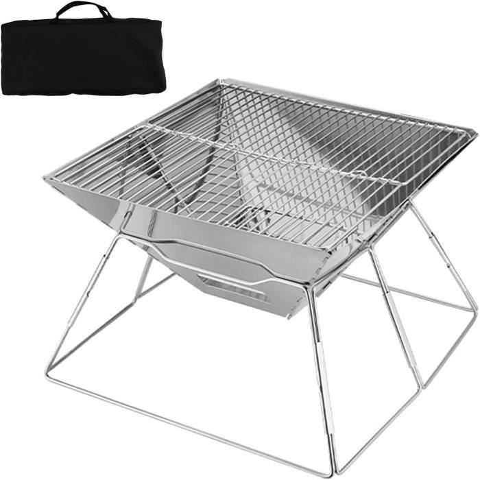 Barbecue Charbon Portable Pliable – Acier, Dimensions 44x47x26 Cm Déplié – Pour Pique-nique, Camping, Balcon – Pratique Et Compact
