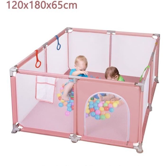 SINBIDE Parc Bébé - Parc De Jeux Pliable Lavable - 30 ballons océanique - Adapté À L'intérieur Et À L'extérieur 120x180x65cm ROSE