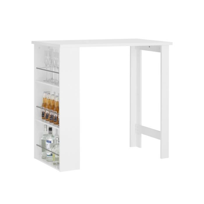 sobuy fwt17-w table haute de bar mange-debout cuisine avec rangements– blanc