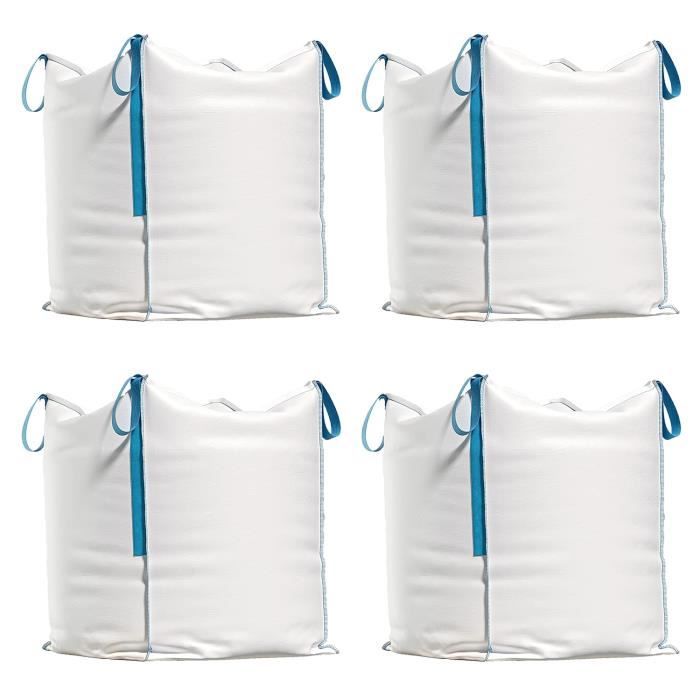 Sacs à Gravats Levée 65kg - 60x100cm - Polypropylène Tissé - Blanc - Lot Universel