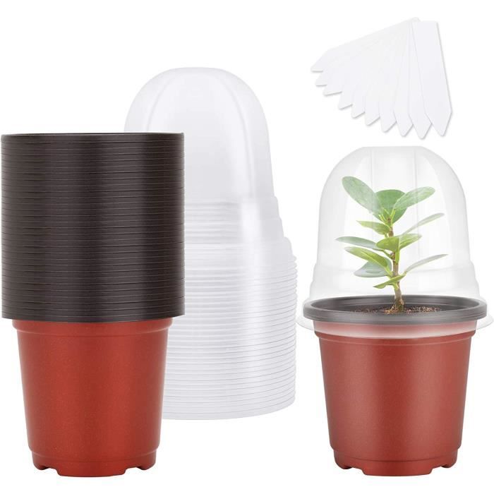 MIXC Lot De 24 Pots De Culture Transparents 9/10/12cm - Avec Socle Silicone Réutilisables | Pour Plantes, Légumes
