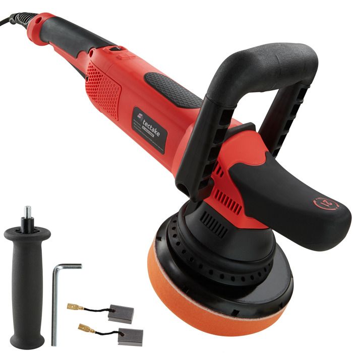 Lustreuse - TECTAKE - Polisseuse rotative en aluminium avec 3 accessoires 810 W1650 - 4800 trs/min - Noir/Rouge