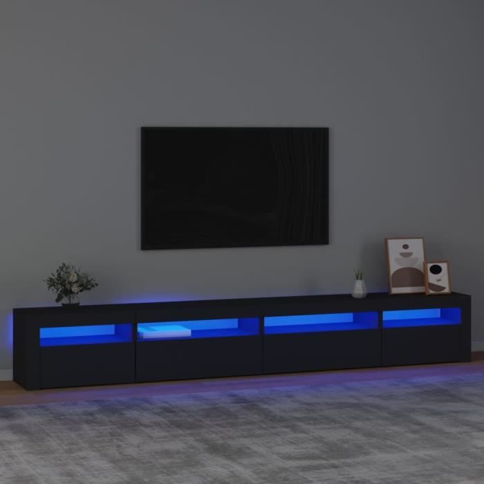 "sale 2024" meuble tv avec lumières led jms - banc tv noir 270x35x40 cm 54,6,kg 5685