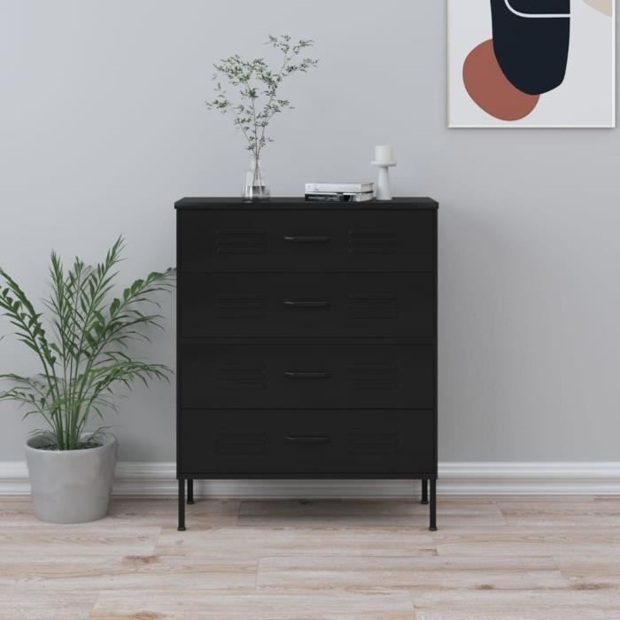 Commode - VIDAXL - 80x35x1015 cm - Acier - 3 tiroirs - Design contemporain