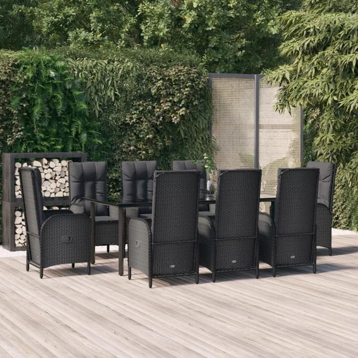vidaXL Ensemble à manger jardin 9pcs Résine tressée