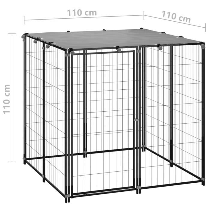 Chenil Noir 110x110x110 cm Acier - YIN(150781)