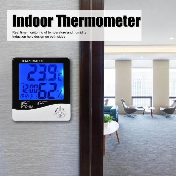 Thermomètre Hygromètre Numérique Intérieur - Précision ±1°C / ±3% - Affichage LCD 1,8" - Indicateur Confort Air - Noir