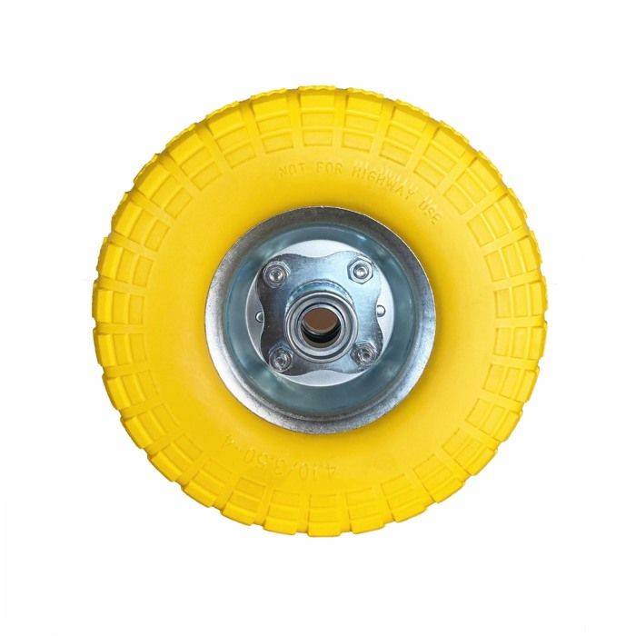 WERKA PRO Roue Increvable Jaune - 260x85 Mm | Jante Métal Galvanisé, Pneu Caoutchouc | Alésage 16mm | Pour Chariot, Diable
