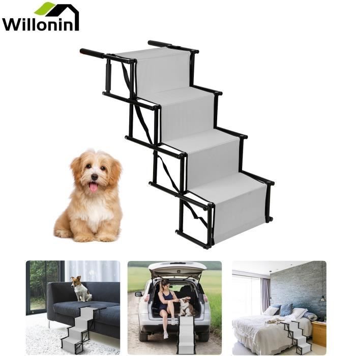 Meilleurs prix pour Willonin® Escalier pliant de chiens, Rampe à 4 Marches, Pont portable dans voitures, Hauteur 56-76 cm, Gris clair