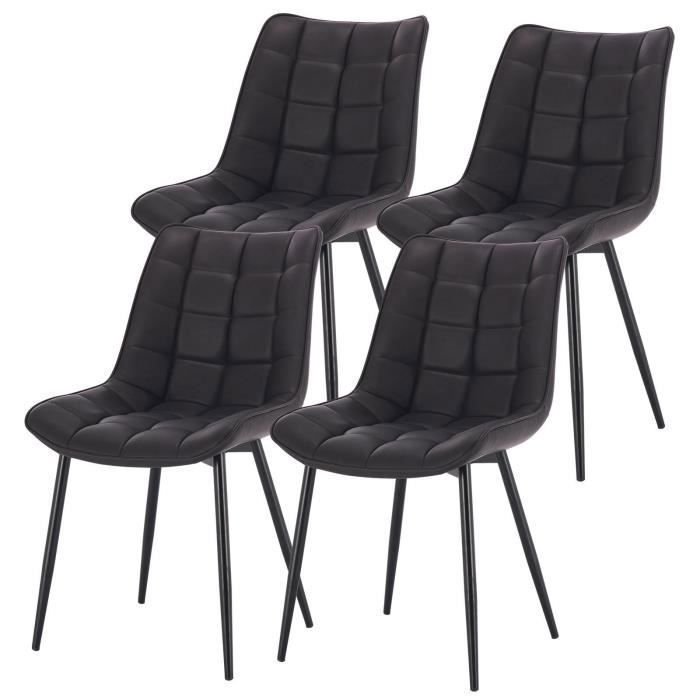 WOLTU 4x Chaises de salle à manger Chaises de Cusine Assise rembourrée en Similicuir pieds en métal Anthracite W0ATT0098-4