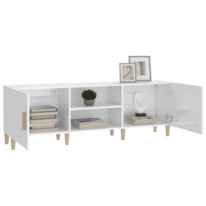 fhe - meuble tv blanc brillant 150x30x50 cm bois d'ingénierie - haute qualite yosoo - dx1542