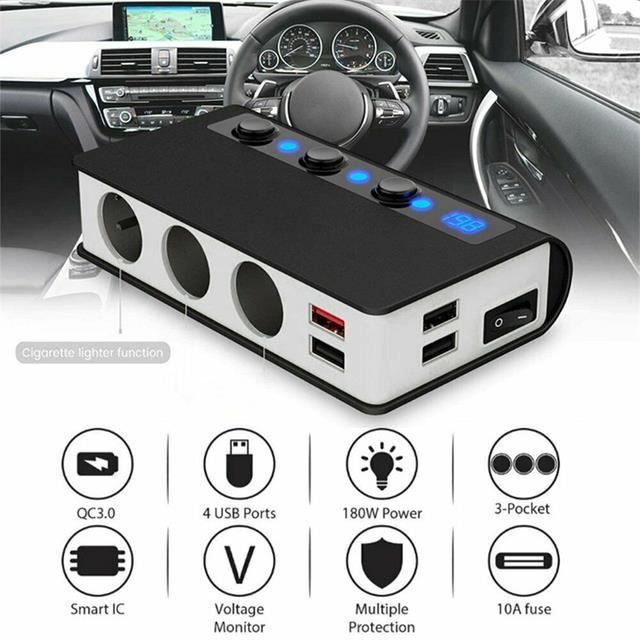 4 Prise Chargeur Allume Cigare Adaptateur