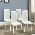 Lot de 4 chaises de salle à manger en simili, Chaise de cuisine,cuir artificiel, Style contemporain, Blanc, 4 pcs-Mondeer-1