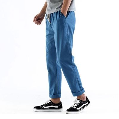 Pantalon De Jogging Homme Décontracté - Tissu Coton/lin Respirant, Taille élastique Avec Cordon, Coupe Ample Et Confortable - 7