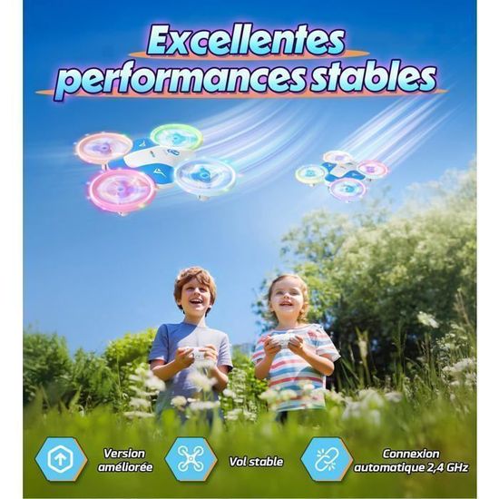 Mini Drone Pour Enfants Dès 6 Ans – Avec Lumières LED, Hélices Protégées, 3 Vitesses, 2 Batteries