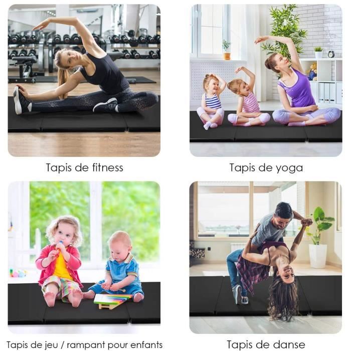 TRESKO Tapis d'exercice Fitness Yoga Pilates Gym, 185 x 60 cm, en