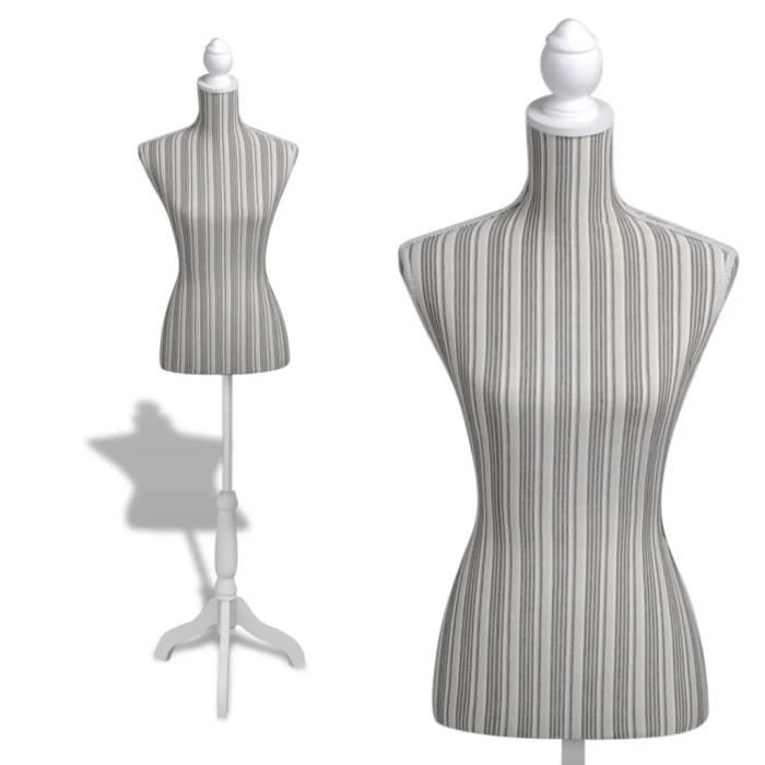Buste De Couture Mannequin Couture Femme LENDISIY - Buste Présentation Vêtements Support Réglable Blanc/Argent Mannequin Présentation Vêtements