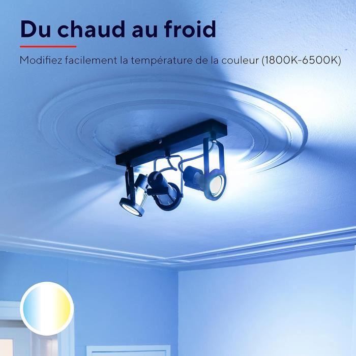 Ampoule Connectée Trust WiFi GU10 - Multicolor 16M De Couleurs - Compatible Alexa Google Home - Sans Hub - Lot De 2