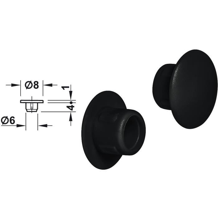 6 Capuchons De Bouchon En Plastique Avec Embout – SODIAL – Noir