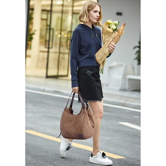 Femmes Sac Main en Toile Sacs De Plage Voyage Sac Bandouli re