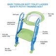 Siège chaise ajustable de formation de pot de sécurité Échelle de toilettes pour bébé enfants Chaise de Siège douce（bleu + vert）-SEC-2