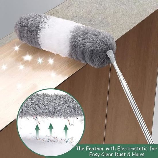 Plumeau essuie-poussière télescopique Lavable en Microfibre , Plumeau  d'araignée,avec Tige télescopique et Balai d'angle Pliab[21] - Cdiscount  Maison