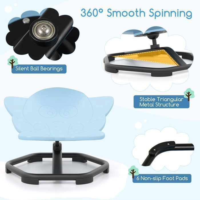 KOAWSFEID Chaise Rotative Sensorielle Pour Autisme – Base Antirouille, Rotation 360°, Équipement Calmant Pour Enfants TDAH (Bleu Roi)
