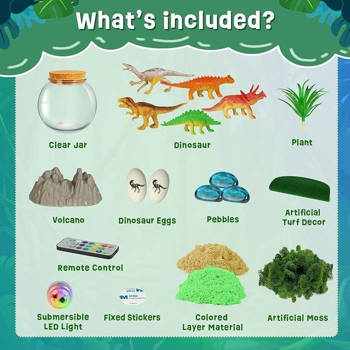 CS COSDDI Terrarium Dinosaure – Kit DIY Avec LED 13 Couleurs (dès 5 Ans)