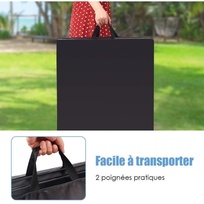 GOPLUS Tapis De Gymnastique Pliable Épais 240x120x5cm - Matelas De Sol Antidérapant Portable Noir Et Rouge Pour Yoga, Pilates Et Fitness