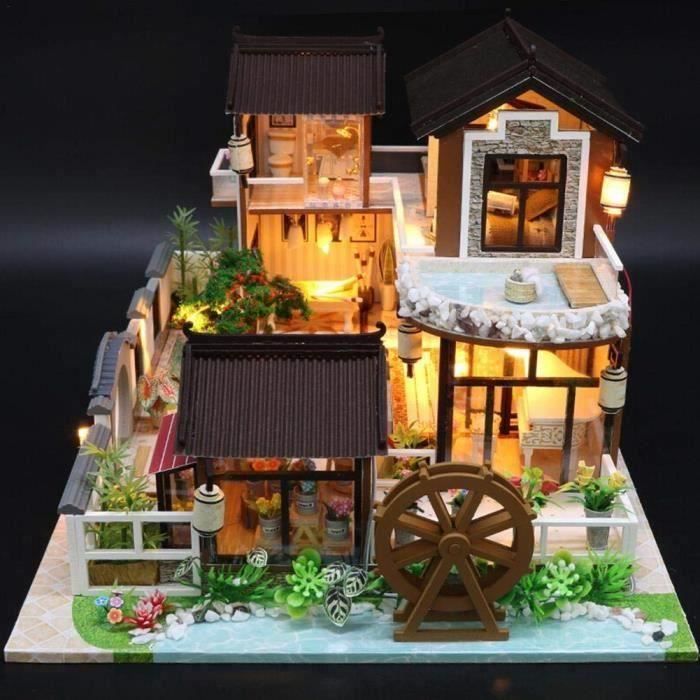 Kit de bricolage pour maison de poupée miniature Magasin de jouets en bois  avec housse de protection Kit de maquette d'architecture manuel en anglais  -  France