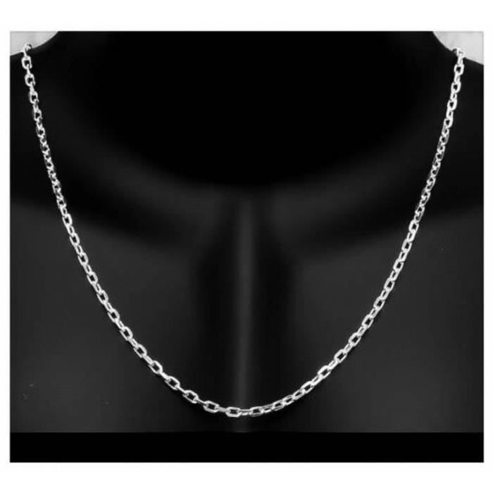 Chaîne En Argent Massif Patinée TOULHOAT - Longueur 60 Cm, Taille 3, Style épuré