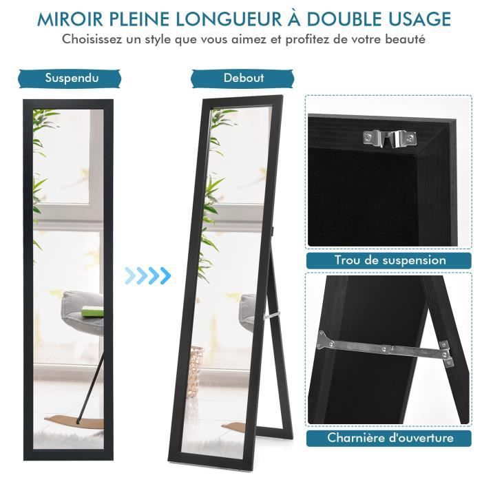 Miroir Sur Pied Miroir Psyché Autoportant Rectangulaire 155 X 37 Cm Style Scandinave Moderne