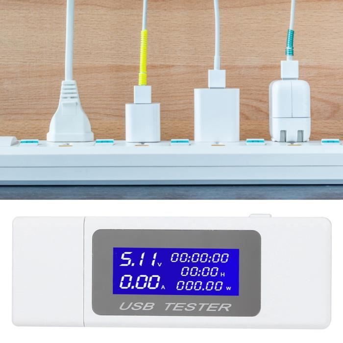 EJ.life testeur de chargeur USB LCD USB Détecteur Voltmètre Ampèremètre  Puissance Capacité Testeur Tension Courant Compteur - Cdiscount Bricolage