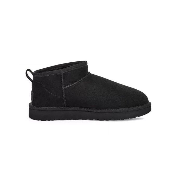 Bottes UGG Classic Ultra Mini II Noir pour Femme Tige Basse en Cuir avec Doublure UGGplush