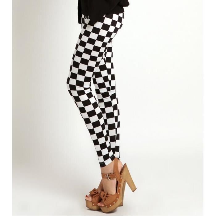 PANTALON Legging slim pour femme printemps et t en damier