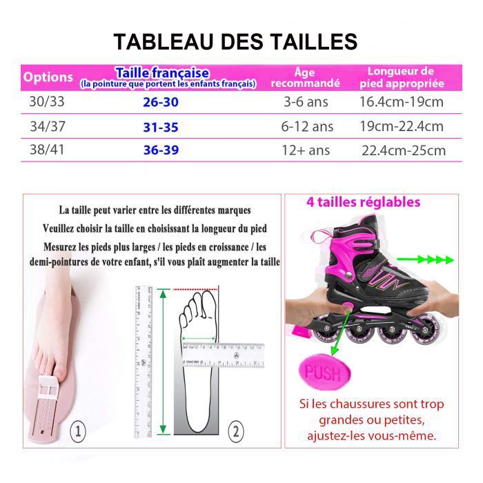 En Cm Enfant Taille Pied Ans ROLLERS En Ligne Patins En Ligne