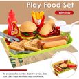 Dinette Enfant Hamburger Jouet Aliment Cuisine avec Plateau Frites Hot-Dogs, Jeu d'imitation 3 4 5 Ans-3