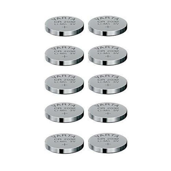 Paquet de 10 piles bouton au lithium CR2032 de Varta Electronics