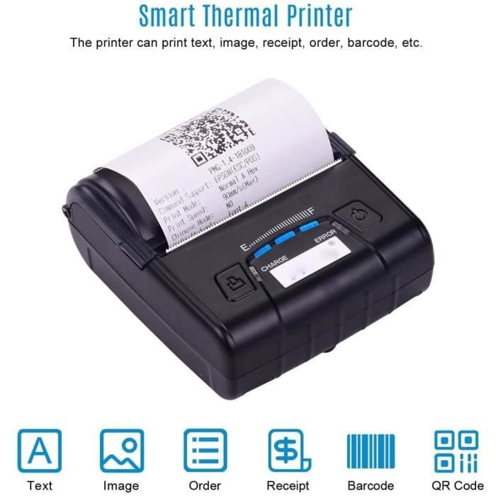 Mini imprimante thermique portable USB Bluetooth 80mm USB avec écran OLED