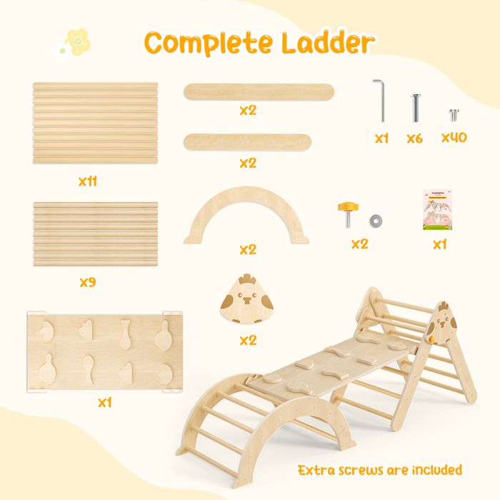 Parcours Motricité Bébé 10 En 1 – Portique D’Escalade Intérieur/Extérieur Avec Planche Escalade Et Glissade – Certifié EN71, Charge 50 Kg – Bleu Orangé