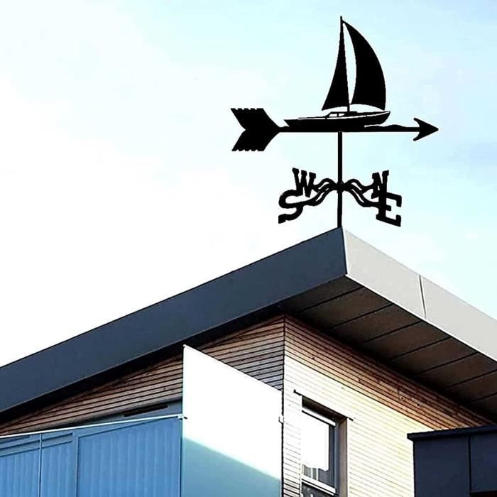Girouette Drapeau De Vent Veemoon – 33,5 X 21 Cm, Acier Inoxydable, Rouge – Pour Yacht Et Décoration Marine Extérieure