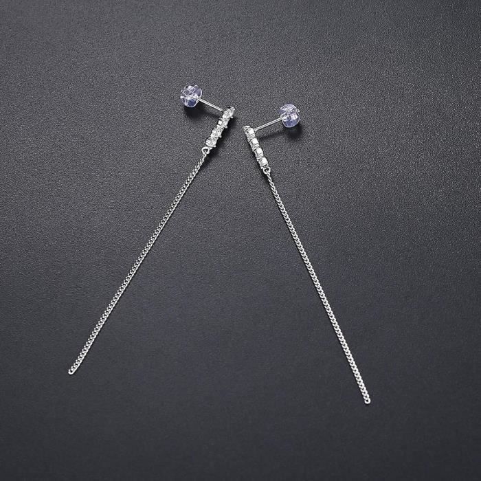 Boucles D'oreilles Pendantes Longues En Argent Massif 925 - Bijouterie Papillon Bleu - Neuf étiqueté