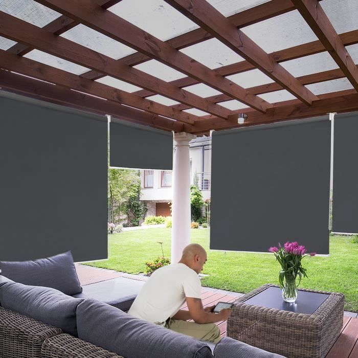 Store Vertical Extérieur 180x240 Cm - Protection Solaire Et Intimité - Gris Clair - Pour Balcon, Terrasse