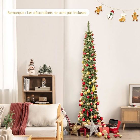 Sapin De Noël Artificiel Enneigé 135 Cm Avec 200 LED - 688 Branches PVC/PE - Base Métallique Stable - Déco Festive Pour Maison Et Boutique - 6