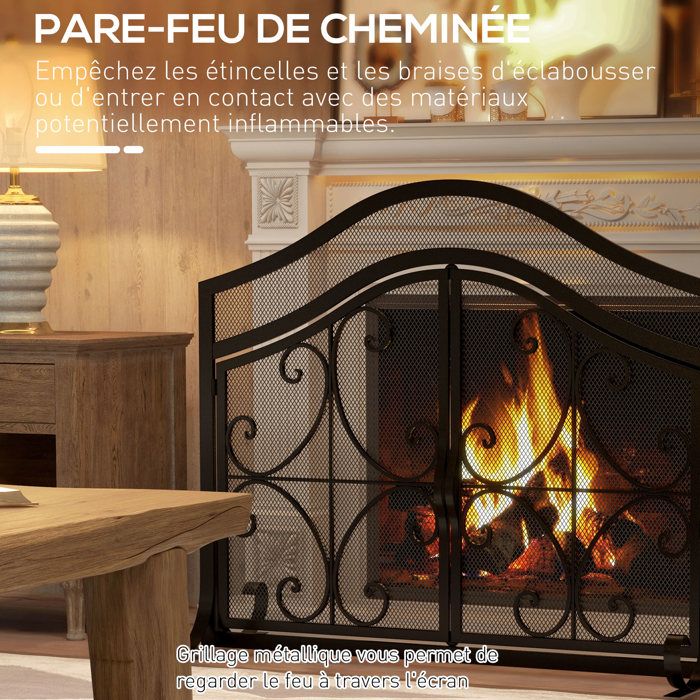 Portes De Cheminée Ajustables Tocretoare Avec Maille Et Verre (28-36" X 23-28"), Noir, Finition Verre