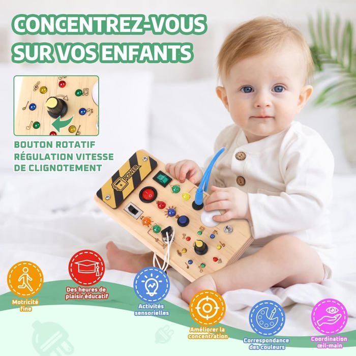 Montessori Busy Board 23 en 1 pour les tout-petits à partir de 1 an, jouet