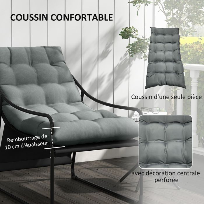 Canapé Jardin 2 Places Outsunny - Résine Tressée Beige - Coussin Inclus - Cadre Acier - 112x72x76 Cm