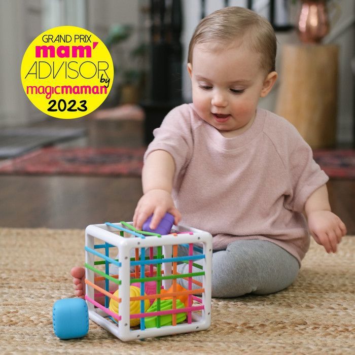 Fat Brain InnyBin – Cube Sensoriel Formes Et Couleurs – 6 Blocs Texturés – Jouet éducatif 10 Mois Et +