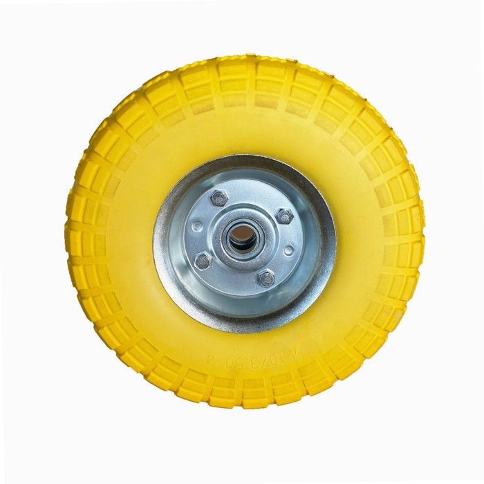 Roue Increvable Jaune 260x85mm Axe Déporté WERKA PRO - Alésage 16mm - Pour Chariot Brouette